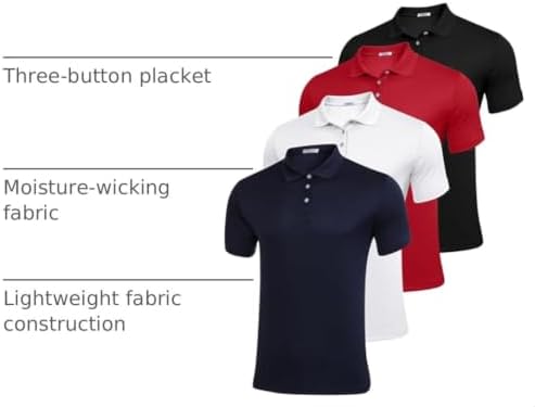 Golf Polo Shirts for Men Quick Dry Short Sleeve Collared Shirt