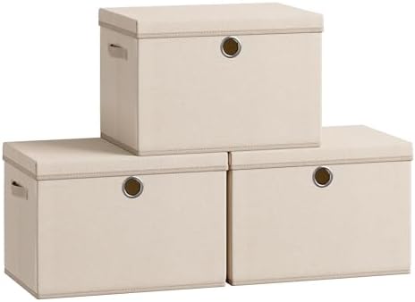 Storage Bins with Lids, 3 Pack, 41 Quart Fabric Storage Boxes