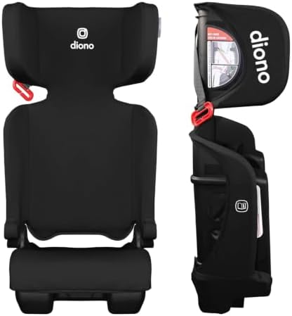 Diono Airi Travel High Back Booster Seat, Foldable Slim 3‑Across Fit, Black