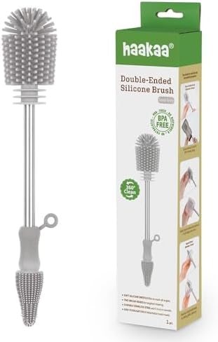 Food-Grade Silicone Double-Ended Cleaning Brush (Brush-Grey)