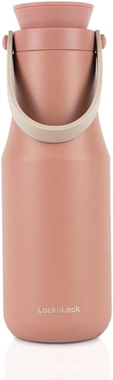 LocknLock Metro Tumbler Stainless Steel Vacuum Insulated Double Cap Travel Mug - Water Coffee Cup w/Hand Strap for Home,