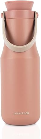 LocknLock Metro Tumbler Stainless Steel Vacuum Insulated Double Cap Travel Mug - Water Coffee Cup w/Hand Strap for Home,