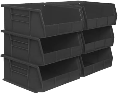 30235 AkroBins Plastic Storage Bins, 11"x11"x5", Black, 6-Pack