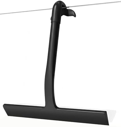 Shower Squeegee for Glass Doors, Hang Anywhere Silicone Shower Squeegee with Hook Design for Easy Hanging and Cleaning (Black)