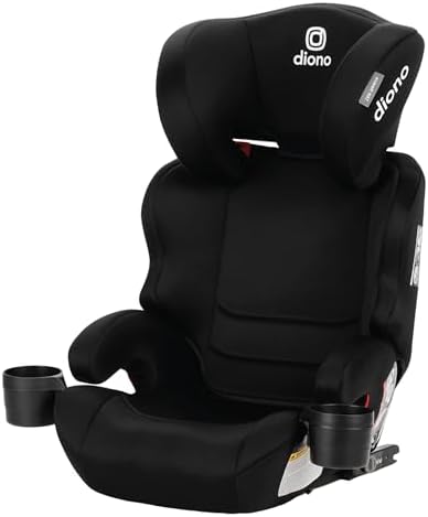 Diono Everett NXT High Back Booster Car Seat with Rigid Latch, Lightweight Slim Fit Design, 8 Years 1 Booster Seat, Black