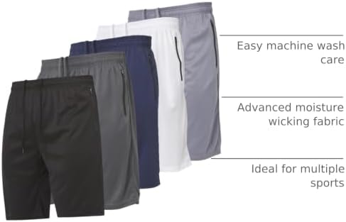 5 Pack Mens Athletic Shorts Loose Fit Basketball Short