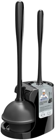 Toilet Plunger and Bowl Brush Combo for Bathroom Cleaning, Black