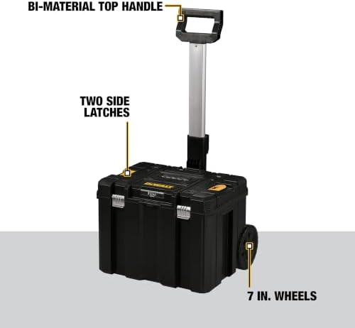 DEWALT Tool Box with Wheels Modular, Large Rolling Tool Box With Telescopic Handle, Portable Carrier Deep Stackable TSTAK Storage (DWST17820)