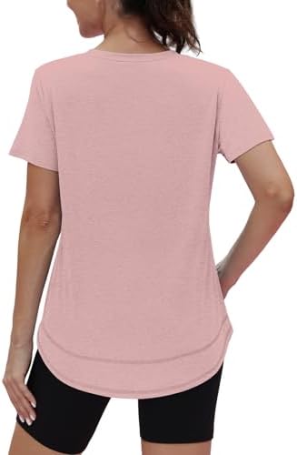 Womens Workout Tops Short Sleeve Shirts Sun Protection UPF 50+ Quick Dry Outfits for Hiking Running S-3XL