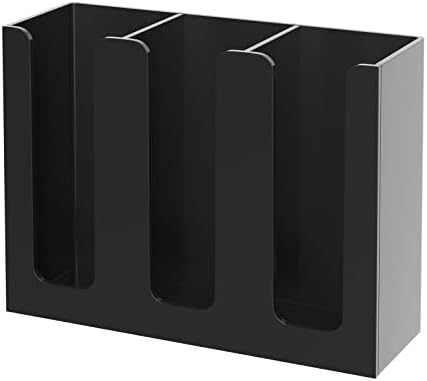 Acrylic Cup and Lid Holder, 3 Compartment, Disposable Coffee Cup Dispenser Cup Storage Organizer, Black