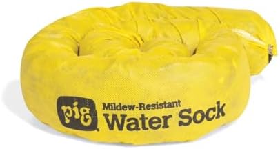 Mildew-Resistant Absorbent Sock | Water Absorbing Snake | 3" W x 4' L | Absorbs up to 1 gal per Sock | 4 Count | PM50156