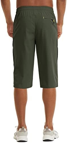 Men's Capri Shorts Quick Dry Below Knee 3/4 Capri Pants with Zipper Pockets for Workout Running Training Summer