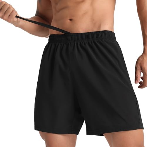 2 Pack Mens Lightweight Athletic Running Shorts 5'' Quick Dry Gym Workout Shorts with Zipper Pockets