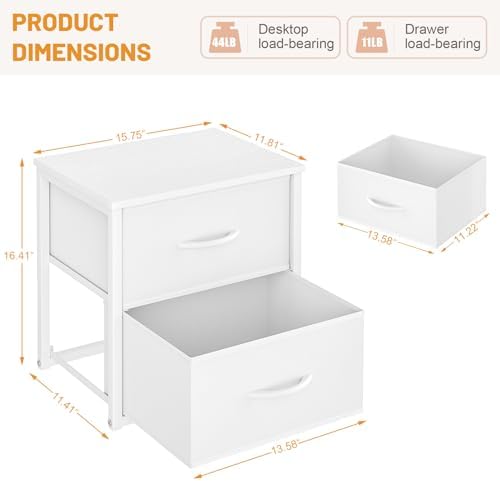 2-Pack Stackable Storage Drawers (4 Drawers Total), White Closet Organizer with Wooden Top & Metal Frame, Freestanding or Stackable Dresser for Bedroom, Living Room, Under Bed