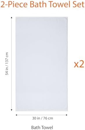 2-Piece Quick-Dry Oversize Bath Towel, 100% Cotton, 54" x 30", White