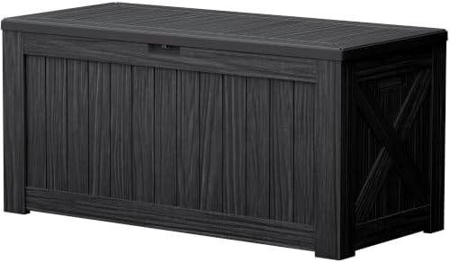 120 Gallon Deck Box Resin Outdoor Storage Box Waterproof