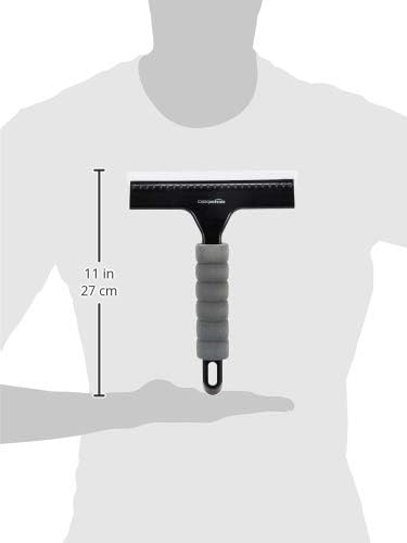 Amazon Basics All-Purpose Window Squeegee with Handle for Car Windshield, Shower, Glass, Mirror Cleaning, Silicone Rubber Blade, Streak-Free Results, Lightweight, Black, 8-inch