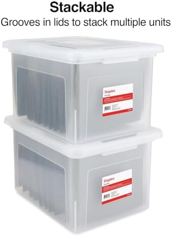 Hanging File Folder Box, Storage Bin Organizer, Snap Lid, Clear