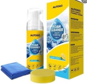 AUTOGO Foaming Cleaner Kit with Sponge and Towel, Heavy Duty Car Interior and Home Goods Deep Cleaning Foam Spray, Lemon