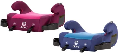 Diono Solana 2 XL Pack of 2 2022, Dual Latch Connectors, Lightweight Backless Belt-Positioning Booster Car Seat, 8 Years 1 Booster Seat, Pink/Blue