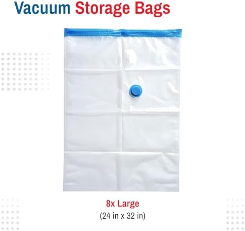 Vacuum Storage Bags with Hand Pump, Large, 8 Pack