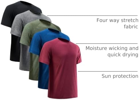 Workout Shirts for Men Short Sleeve Quick Dry Gym T Shirt