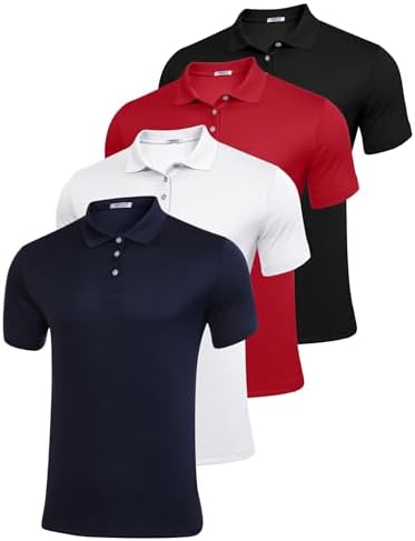 Golf Polo Shirts for Men Quick Dry Short Sleeve Collared Shirt