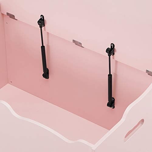 Kids Wooden Toy Storage Chest with Safety Lid, Spacious Organizer for Bedroom, Pink, 30" x 18" x 19"