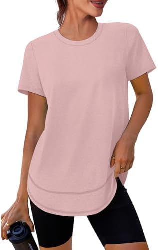 Womens Workout Tops Short Sleeve Shirts Sun Protection UPF 50+ Quick Dry Outfits for Hiking Running S-3XL