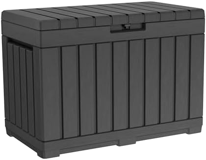 Keter Kentwood 50 Gal Outdoor Storage Box and Patio Side Table