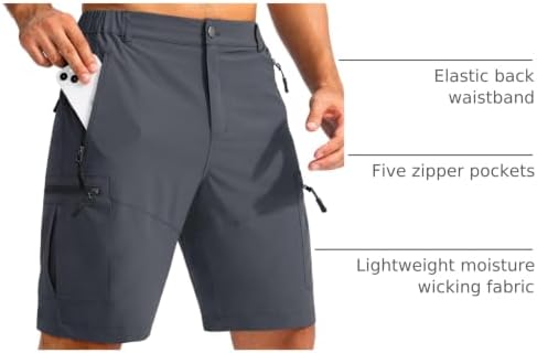 Men's Hiking Cargo Shorts 9"/7"/11" Lightweight Outdoor Shorts for Men Trip Golf Camping Casual with 5 Zipper Pockets