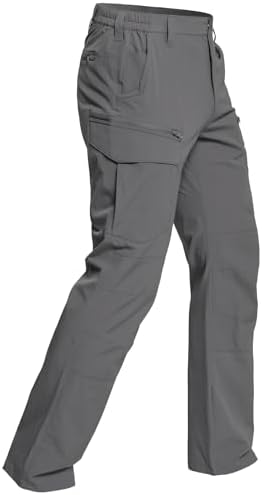 Men's Quick Dry Tactical Hiking Pants Flex Water Resistant Lightweight Outdoor Fishing Cargo Work Pants 9 Pockets