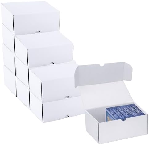 Trading Card Storage Box, 10-Pack 600 Count White Corrugated Cardboard Box