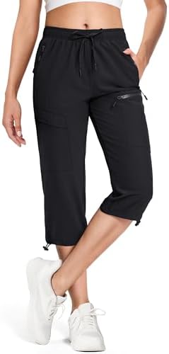Women's Capri Pants with 5 Pockets Hiking Lightweight Quick Dry Cargo UPF 50+ Summer Travel Golf Workout Casual