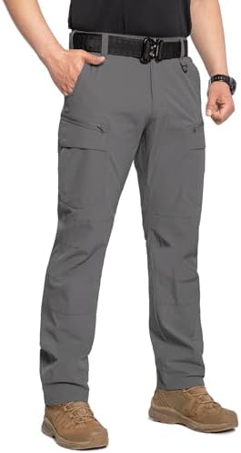 Men's Quick Dry Tactical Hiking Pants Flex Water Resistant Lightweight Outdoor Fishing Cargo Work Pants 9 Pockets