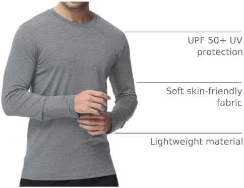 6 Pack Men Dry Fit Workout Long Sleeve UPF 50+ Athletic Gym Shirt