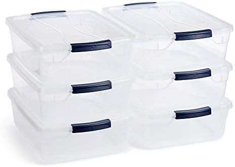 Cleverstore 17 Qt Clear Storage Bins with Lids, 6 Pack