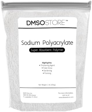 Sodium Polyacrylate 1 lb. Super Water Absorbent Polymer for Making Instant Fake Snow Cleaning Spills, as a Thickener and for ice Packs. Absorbs 1000 times its own weight with Water. Made