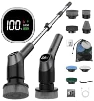 Electric Spin Scrubber - 10-in-1 Cordless Shower Scrubber & Cleaning Brush with Extendable Handle, 42 in-lbs Ultra High Torque, 2 Speeds, IPX7, LED Display, Smart AI Chip, for Bathroom, Kitchen