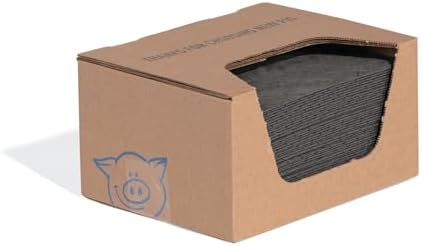Absorbent Mat Pad in Dispenser Box | 10” W x 13” L | Heavyweight | Absorbs up to 12.8 oz. per pad | 50 Pads per Box | Protect Your Home Garage Basement | PM50837