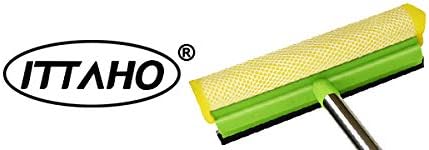 Window Squeegee, Squeegee for Window Cleaning, 2 in 1 Squeegee Window Cleaner with 58'' Long Handle,Window Washing Kit with Extension Pole for Shower, Windshield, Mirror, Gas Station, Glass