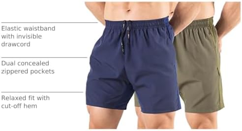 Men's 5" Running Shorts 2 Pack Quick Dry Athletic Workout Gym Shorts with Zipper Pockets