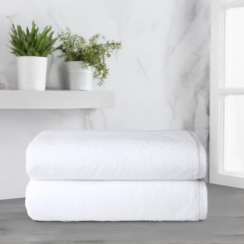 2-Piece Quick-Dry Oversize Bath Towel, 100% Cotton, 54" x 30", White