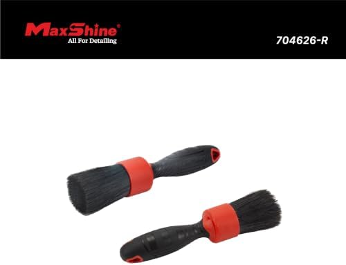 Stubby Boar Hair Detailing Brush - Premium Detail Brush with 100% Natural Boar Hair Mixed Fiber for Auto Detailing, Wheels, Engine, Interior, Air Vents Cleaning - Bestselling Tool - Red