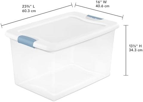 Latching Box with Lids for Home and Office, 64 Quart, 4-Pack