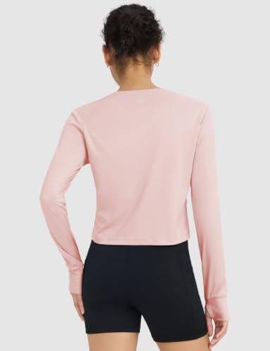 Women's Crop Long Sleeve Workout Tops Quick Dry Breathable Shirts