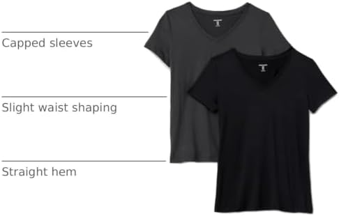 Women's Active Quick Dry Tech Stretch Short-Sleeve T-Shirt, V-Neck or Crewneck, Moisture-Wicking, Pack of 2