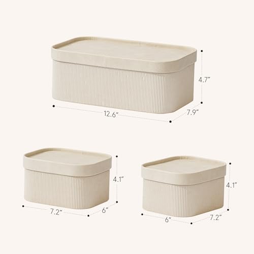 Decorative Storage Boxes with Lids Faux Leather, 3 Pack