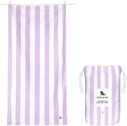 Beach Towel - Quick Dry, Sand Free - Compact, Lightweight - 100% Recycled - Includes Bag - Cabana Light - Lombok Lilac - Large (160x90cm, 63x35)