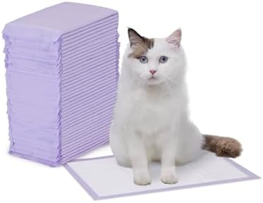 Cat Pee Pads, Super Absorbent, Odor Control, Universal Fit for Litter Box, Disposable, Multi Cat, Unscented, Purple, 40 Count
